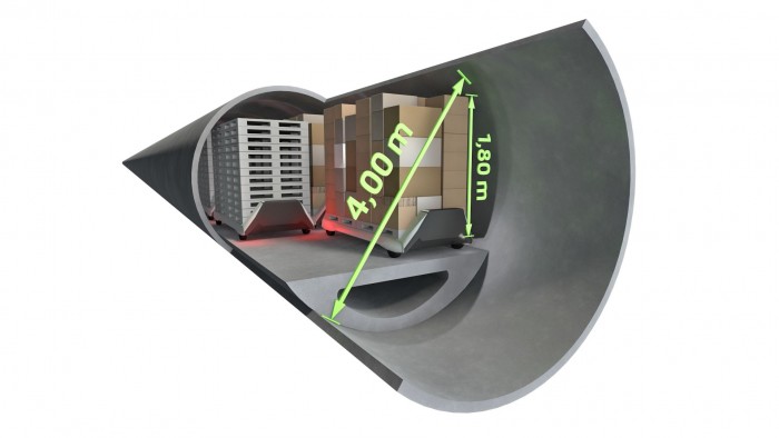 Die Gr&ouml;&szlig;e der R&ouml;hre orientiert sich an Europaletten. (Bild: Smart City Loop)